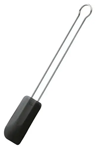 Produktbild: RÖSLE Teigschaber, Hochwertiger Teigspachtel als Back- und Kochhelfer, strapazierfähiges Silikon, schwarz, 20 cm, schmal, Edelstahl 18/10, -30°C bis +200°C, spülmaschinengeeignet, 20 x 2,6 x 0,6 cm