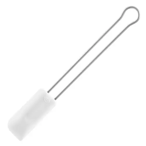 Produktbild: RÖSLE Teigschaber, Hochwertiger Teigspachtel als Back- und Kochhelfer, strapazierfähiges Silikon, weiß, 20 cm, schmal, Edelstahl 18/10, -30°C bis +200°C, Spülmaschinengeeignet, Silber