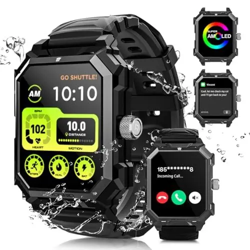 Produktbild: Rogbid Stahl Gear Smartwatch Herren mit Telefonfunktion 680mAH Militär Outdoor IP69 wasserdichte 123 Sportmodi Titan Smart Uhren Fitnessuhr Herzfrequenz Blutdruck Schrittzähler für Android iOS GPS