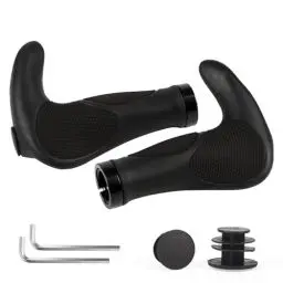 Produktbild: ROGTYO Fahrradgriffe, Fahrradlenker MTB Griffe Ergonomisch mit Zwei Seiten Lock-On Design Horn Lenkergriffe, 22 mm Fahrrad Griffe Rutschfestem für Trekkingrad E-Bike Cityrad Rennrad (Schwarz)