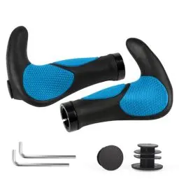 Produktbild: ROGTYO Fahrradgriffe, Fahrradlenker MTB Griffe Ergonomisch mit Zwei Seiten Lock-On Design Horn Lenkergriffe, 22 mm Fahrrad Griffe Rutschfestem für Trekkingrad E-Bike Cityrad Rennrad (Grau)