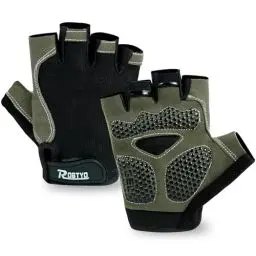 Produktbild: ROGTYO Sports Fahrradhandschuhe Halbfinger Herren Damen Gel Stoßdämpfung Fitness Handschuhe Atmungsaktiv Anti-Rutsch Radhandschuhe für Männer Frauen rutschfest Fingerlos Kurz (Schwarz, M)