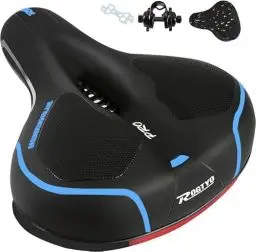 Produktbild: ROGTYO Fahrradsattel Gel Fahrradsitz Pro 2.0 Breiter Weicher Komfortabel Atmungsaktiv Stoßdämpfend Ergonomisch Memory Foam Fahrrad Sattel mit wasserdichte (Pro 2.0 + Blau)