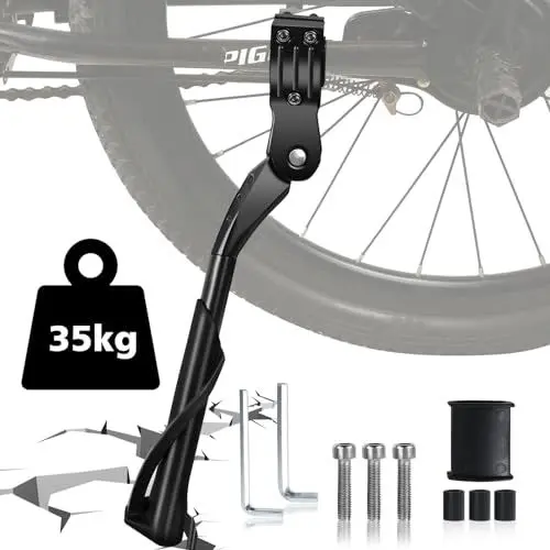 Produktbild: ROGTYO Fahrradständer Höhenverstellbar Universal Seitenständer 24-29 Zoll, M5 Schraube, Fahrrad Ständerfuß Bis 35 kg Traglast Rutschfester Aluminiumlegierung Seitenständer für Mountainbike Rennrad MTB
