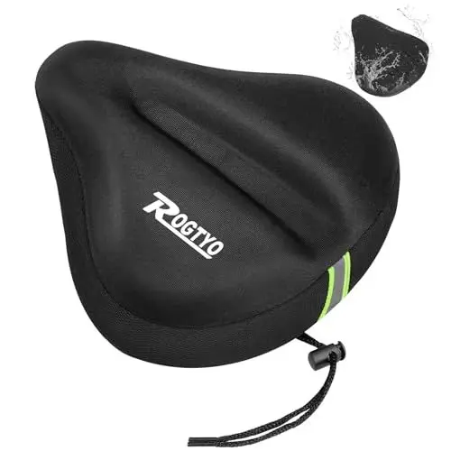 Produktbild: ROGTYO Gel Sattelbezug Fahrrad Sattelbezug Gelüberzug 27 x 25cm Extra Weicher Breit Groß Sattelbezu Cycle Sattelbezüge mit wasserdichter Sattelschutz für Männer, Frauen und Kinder (27X25cm)