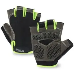 Produktbild: ROGTYO Sports Fahrradhandschuhe Halbfinger Herren Damen Gel Stoßdämpfung Fitness Handschuhe Atmungsaktiv Anti-Rutsch Radhandschuhe für Männer Frauen rutschfest Fingerlos Kurz (Grün, L)