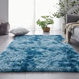 Produktbild: ROHATIM Hochflor Teppich Wohnzimmer Super weich Shaggy Teppich Flauschiger,Soft Area Rug Schlafzimmer Teppiche Super weich Fluffy Kindermatte Carpet(Navy blau,120 x 160 cm)