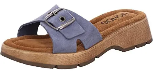 Produktbild: Rohde Damen Clogs Pantoletten Keilabsatz Licata 6260, Größe:42 EU, Farbe:Blau