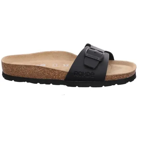 Produktbild: Rohde Damen, Frauen, Klassische Sandalen, Sandalen,Pantoletten,Sommerschuhe,Hausschuhe,Kork-fußbett,SCHWARZ,37 EU / 4 UK
