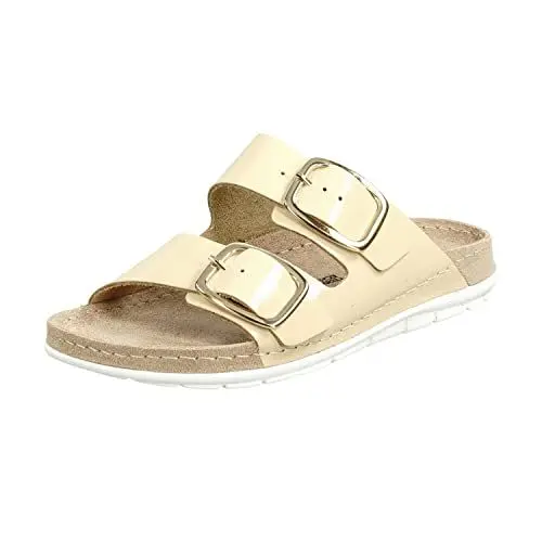Produktbild: Rohde Damen, Frauen, Klassische Sandalen, Sandalen,Pantoletten,Sommerschuhe,Hausschuhe,Leder-fußbett,Natur,41 EU / 7.5 UK