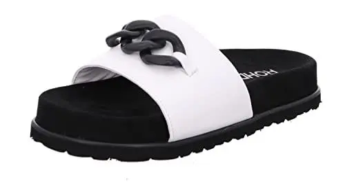 Produktbild: Rohde Damen Pantolette Nappa Leder trendy Kurzpantolette Kettendetail Siena 6272, Größe:38 EU, Farbe:Weiß