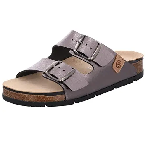 Produktbild: Rohde Damen Pantoletten Korktieffußbett Clogs Elba 1702, Größe:38 EU, Farbe:Silber