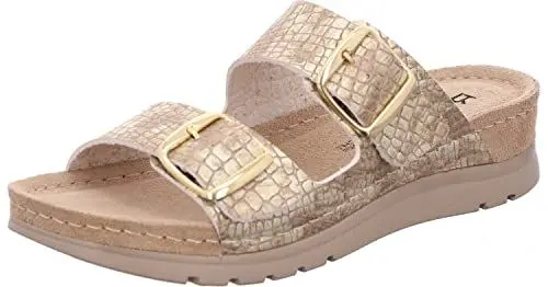Produktbild: Rohde Damen Pantoletten Schnalle Leder Clogs Cattolica 6152, Größe:41 EU, Farbe:Gold