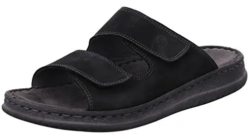 Produktbild: Rohde Herren Pantoletten Clogs Leder Klettverschluss Alassio 6240, Größe:46 EU, Farbe:Schwarz