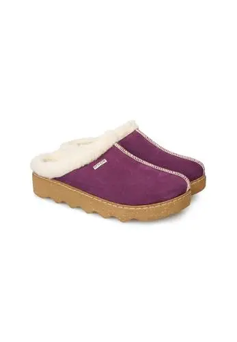 Produktbild: Rohde Huggys No65 Clogs Damen Hausschuhe Pantolette Leder gefüttert 6125 lila, Schuhgröße:39 EU
