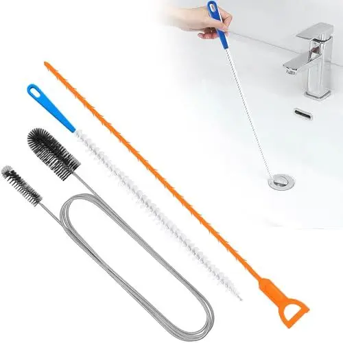 Produktbild: Rohrreinigungsbürste, 3 Stück Abflussreiniger Bürste, Drain Declogger, Abflussbürste, Schlauchbürste, Abflussreiniger Spirale, Abflussreiniger Sticks für Sanitäranlagen in Bad und Küche