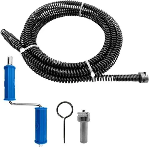 Produktbild: Rohrreinigungsspirale 5m, ø 10mm Rohrreinigungsspirale Abflussreiniger Spirale,mit Elektrischen und Manuellen Adaptern,Multifunktionale Rohrreinigungswelle,Effizientes Rohrreiniger