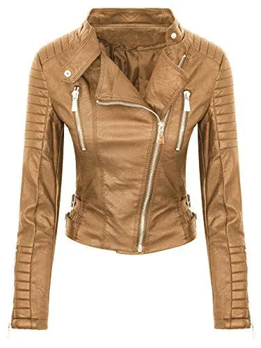 Produktbild: Rok Creek Selection Designer Damen Biker Jacke Lederoptik Übergangs Kunstleder Jacke D-276 ( 3B069 Bronze M )