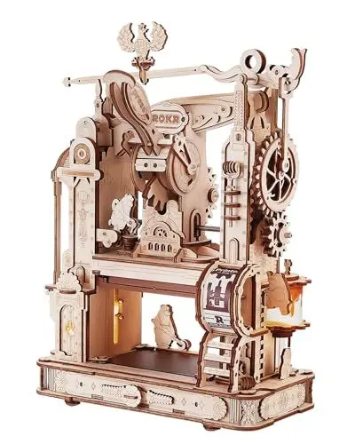 Produktbild: ROKR 3D Puzzle Holz Holzpuzzle Erwachsene 3D, Klassische Druckmaschine Holzmodelle Bausätze, Mechanische Getriebe, Classic Printing Press