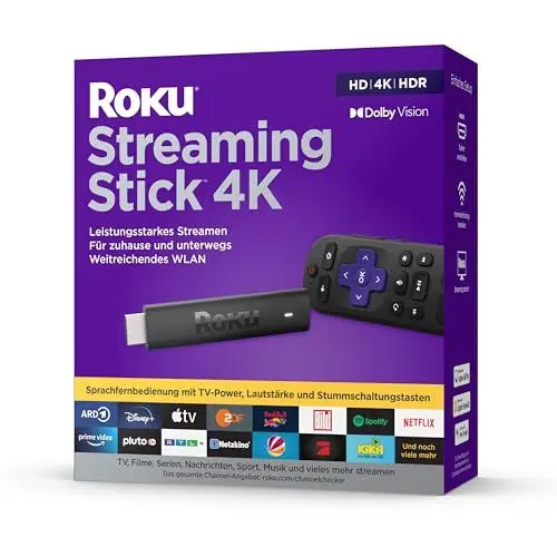 Produktbild: Roku Streaming Stick 4K | 4K/HDR/Dolby Vision Streaming Media Player | Funktioniert nur in Deutschland