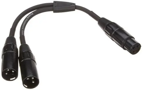 Produktbild: Roland Black-Serie Verbindungs-Split/Y-Kabel – XLR (weiblich) auf 2x XLR (männlich), Länge: 15cm – RCC-YC-XF2XM