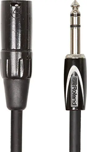 Produktbild: Roland Black-Serie symmetrisches Verbindungskabel – 6,3-mm-TRS-Klinke (männlich) auf XLR (männlich), Länge: 3m – RCC-10-TRXM
