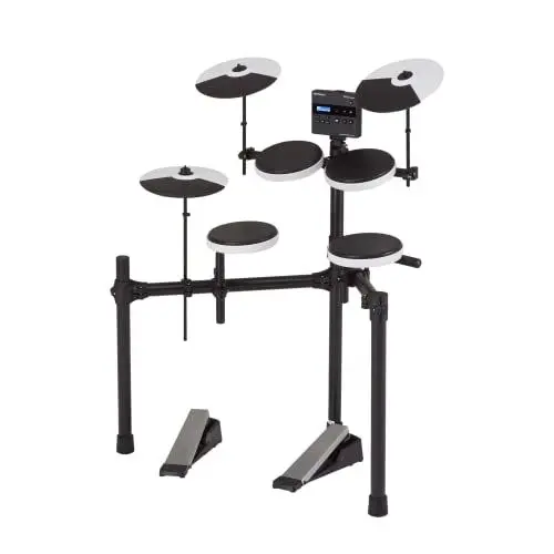 Produktbild: Roland TD-02K V-Drums | Kompaktes elektronisches Drumkit für Einsteiger mit dynamischer Spielbarkeit, geräuschreduzierenden Features, in der Höhe verstellbarem Stativ