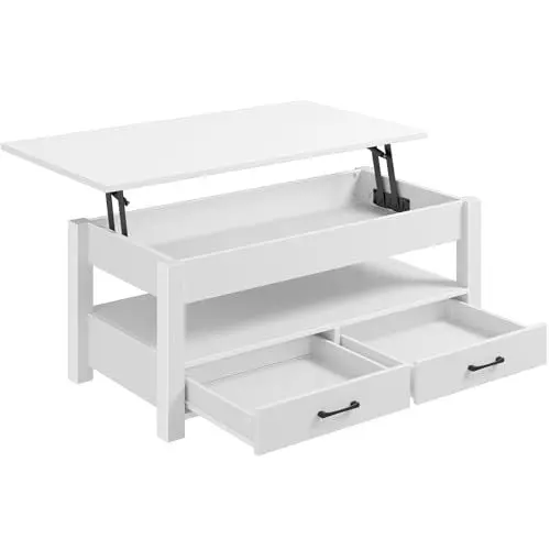 Produktbild: Rolanstar Couchtisch Höhenverstellbar, Couchtisch mit 2 Schublade, Hubplatte, Wohnzimmertisch mit Verstecktes Ablagefach, für Wohnzimmer
