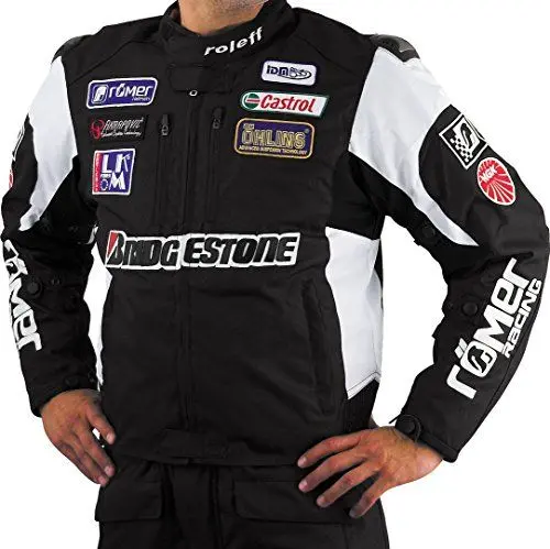 Produktbild: Roleff Auffällige Motorradjacke in Racing-Optik, mit Thermofutter und Protektoren, Größe XXL, Schwarz