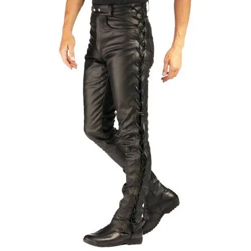Produktbild: Roleff Racewear Lederhose mit seitlicher Schnürung, Schwarz, 46D