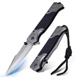 Produktbild: Rolgno Taschenmesser Klappmesser, Edelstahl Tragbares Outdoor Messer, rutschfeste EDC Einhandmesser Survival Messer mit Liner-Lock & Taschenclip, Männer Geschenk