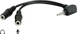 Produktbild: ROLINE 3,5mm Adapter 4polig (Mikrofon+Lautsprecher), schwarz, 15 cm
