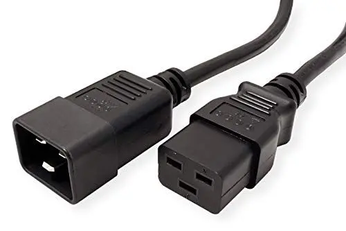 Produktbild: ROLINE Netzkabel Stecker C20 - Buchse C19, schwarz, 2 m