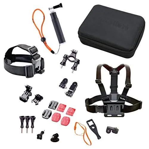 Produktbild: Rollei 21639 Actioncam Zubehör Set Outdoor - 23-teiliges Set, ideal zum Klettern,,Wandern und andere andere Outdoor-Aktivitäten - Für Rollei Actioncams und GoPro