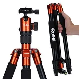 Produktbild: Rollei C5I | Orange | leichtes Foto-Stativ | Alu | Reise-Stativ | Macro | Monopod | Arca Swiss