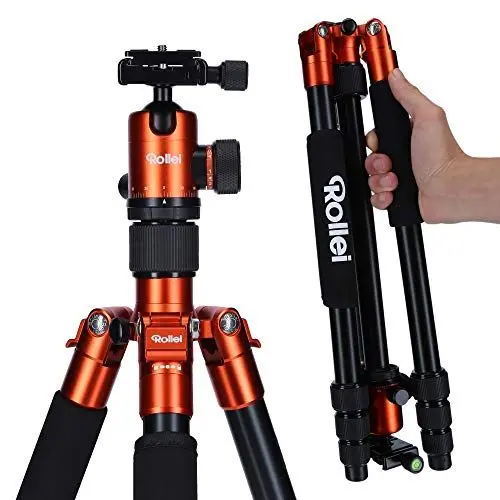 Produktbild: Rollei C5I | Orange | leichtes Foto-Stativ | Alu | Reise-Stativ | Macro | Monopod | Arca Swiss