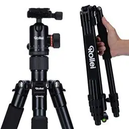 Produktbild: Rollei C5i Kamera Stativ Schwarz, 156cm Kompaktes Fotostativ aus Aluminium mit Kugelkopf Leichtes Reisestativ mit Einbeinstativ Funktion für DSLR Kamera Arca Swiss Kompatibel Stativ für Smartphone