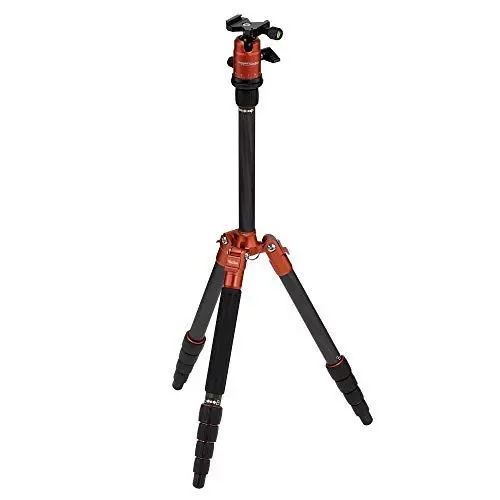 Produktbild: Rollei Compact Traveler No. 1 Carbon - sehr leichtes Reisestativ aus Carbon mit einem Packmaß von nur 33 cm, Arca Swiss kompatibel, Orange