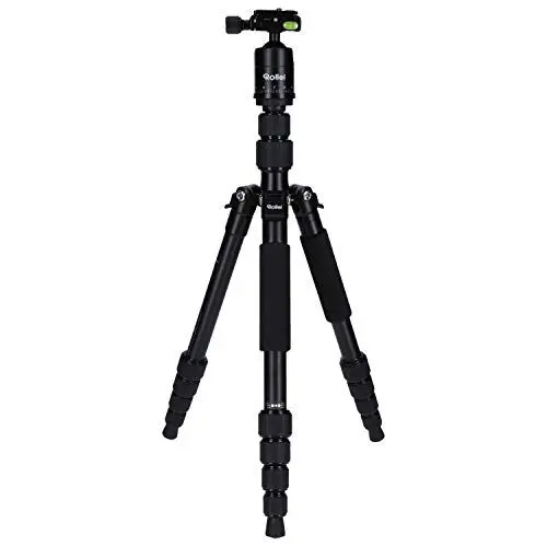Produktbild: Rollei Compact Traveler No. 1 - leichtes Reisestativ aus Aluminium mit geringem Packmaß von nur 31,5 cm, Arca Swiss kompatibel und inkl. Kugelkopf und Stativtasche, Schwarz