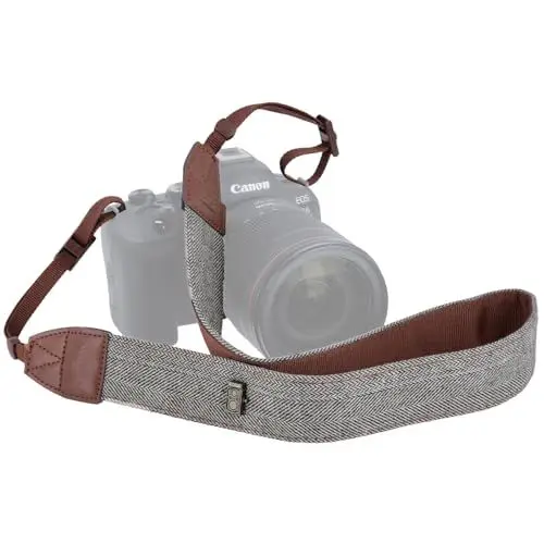 Produktbild: Rollei Kameragurt Braun, 84cm-135cm Verstellbare Kamera Schultergurt mit 3,9 cm Breite Nackengurt Ca.10 kg Traglast für Alle DSLR-Kameras Nikon Canon Sony Lumix Fujifilm Olympus Kamera