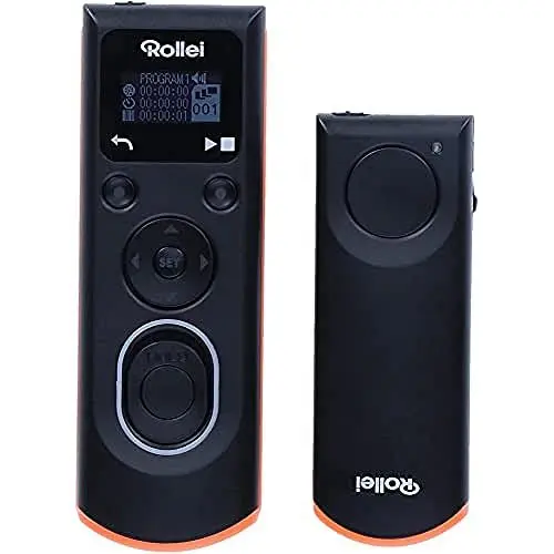 Produktbild: Rollei Wireless Fernauslöser für Sony – erlaubt die kabellose Fernauslösung, Langzeitbellichtungen, Serienbild und Zeitintervall Aufnahmen Ihrer (Hersteller) DSLM/DSLR Kamera, LCD-Display beleuchtet
