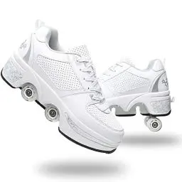 Produktbild: Roller Skate Shoes Rollschuhe Schuhe Mit Rollen Skateboardschuhe,Inline-Skate, verstellbar Damen Schuhe mit Rollen für mädchen (39, White Silver)