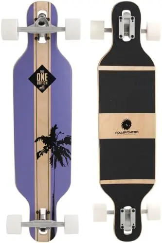 Produktbild: RollerCoaster Longboards Drop-Through The ONE Edition: Feathers, Palms, Stripes (Palms: rosa)