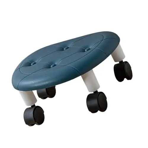 Produktbild: Rollhocker, Bewegliche Universalräder, Niedriger Rollsitz, PU-Oberfläche für Wohnzimmer, Babyzimmer (Blue)