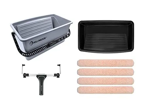 Produktbild: ROLLINGDOG 45,7 cm Große Farbroller Set mit Mikrofaser Farbrollenhüllen, Farbrollenrahmen, Farbwanne und Tablett für die schnelle Lackierung großer Flächen