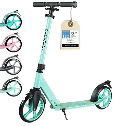 Produktbild: Rollkönig ® Roller Kinder 6 Jahre+ I Faltbarer Scooter Kinder mit großen Rädern I Cityroller Kinder I Auch für Erwachsene mit bis zu 100 kg geeignet