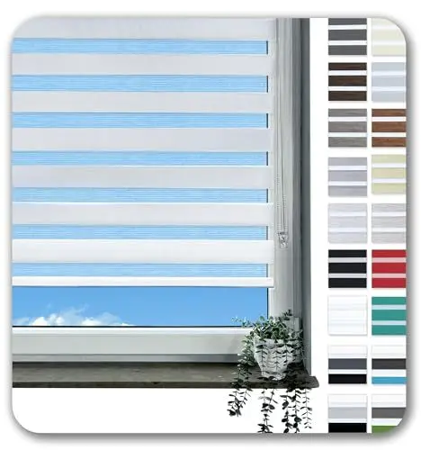 Produktbild: Rollmayer Klemmfix-Doppelrollo ohne Bohren Klemmrollo Fensterrollo Duo Rollo Sonnenschutzrollo Zebrarollo Seitenzugrollo für Fenster und Tür (Weiß - 45 x 150 cm - BxH)