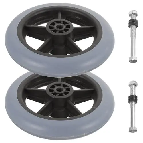Produktbild: Rollstuhl-Räder, austauschbares Rollstuhl-Zubehör, Vorderrad, 12,7 cm, Gaming-Stühle, Ersatzräder für Rollstühle, PVC + Metall, massives Laufrad, 2 Stück