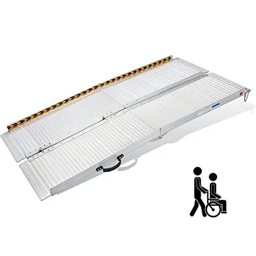 Produktbild: Rollstuhlrampe Klappbar, gardhom Rollstuhlrampe für Treppen 183cm, 362kg LadekapazitäT Anti-Rutsch, Extrabreit 72cm Schwellenrampe füR Heimtreppen Treppen TüRen