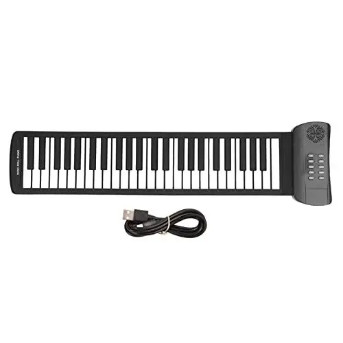 Produktbild: Roll-Up-Piano, 49 Tasten, Tragbares Elektronisches Keyboard, Faltbares Keyboard-Piano für Computer, Tablets, Externer Sound oder Kopfhörer, 4D-Surround-Sound, USB-batteriebetrieben(PM49)